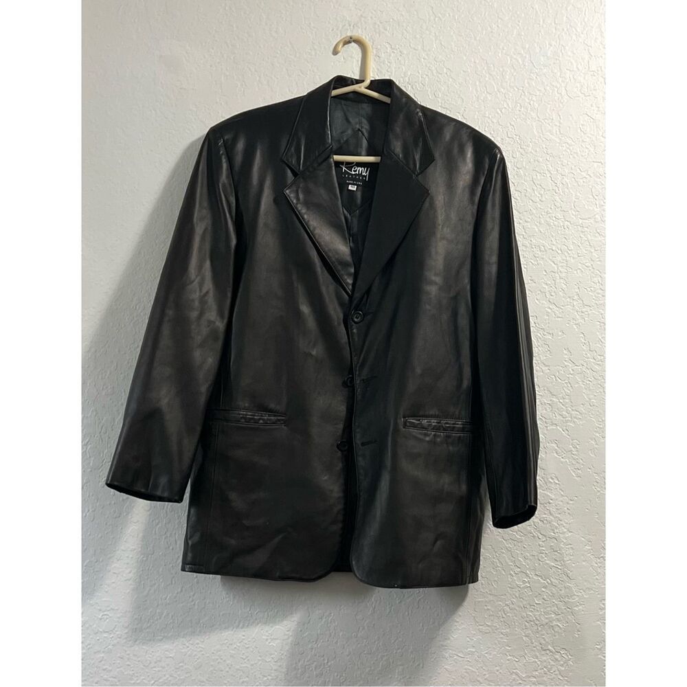 Remy Jacket Mens Size 40 Black Soft Leather USA Made Shoulder‎ Pads Lightweight